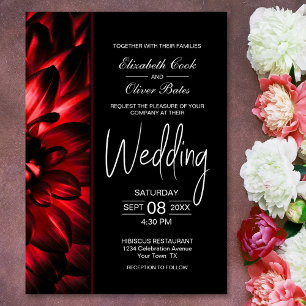Invitation Moody Red Floral Mariage