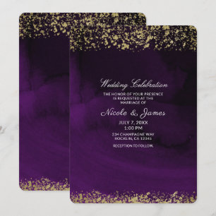 Invitation Moody Royal Purple Gold Mariage