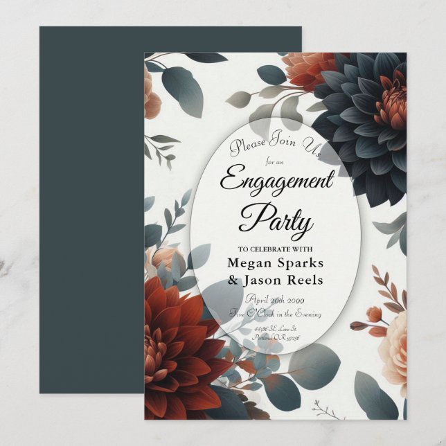 Invitation Moody Rustic Fall Florals (Devant / Derrière)