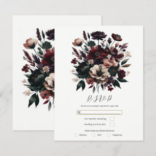 Invitation Moody Rustic Garden Florals Bohemian Wedding RSVP