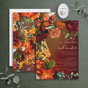 Invitation Moody Sunset Colors Floral Script Mariage Invitati