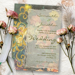 Invitation Moody Vintage Floral Rococo Mariage de renouveau
