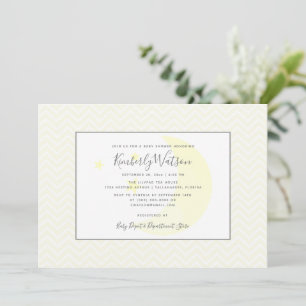 Invitation Moon et Stars Chevron Baby shower   jaune