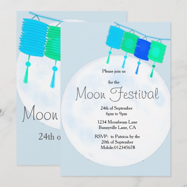 Invitation Moon Festival Chinese Autumn Festival (Devant / Derrière)