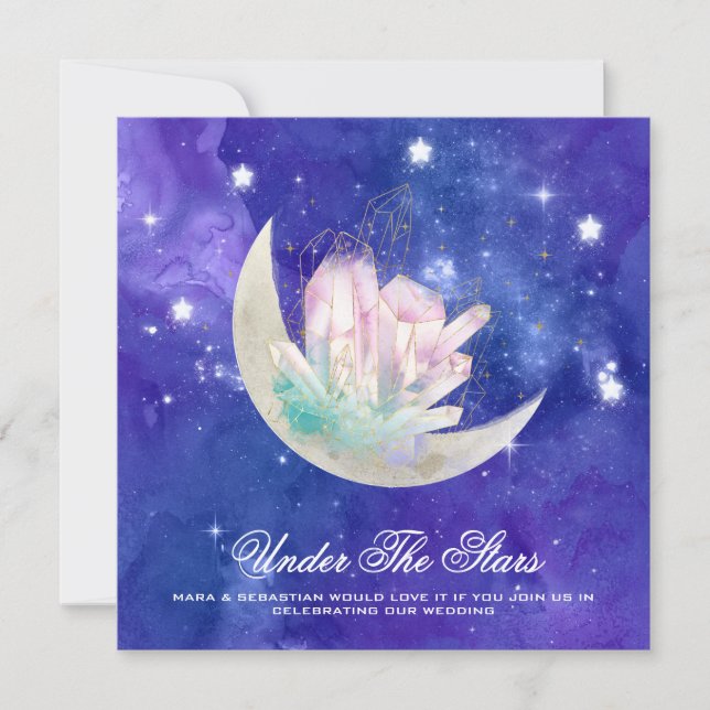 Invitation *~* MOON STARS CRYSTAL RSVP AR14 Mariage de site W (Devant)