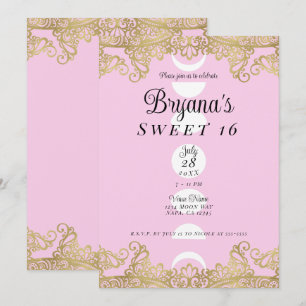 Invitation Moon Temple Rose & Or Ornate Sweet 16
