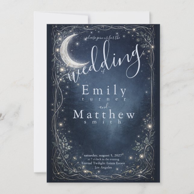 Invitation Moonlit Grove Celestial Woodland Wedding (Devant)
