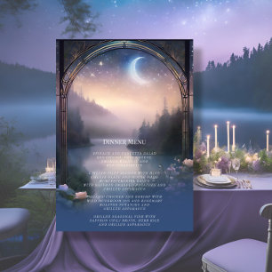 Invitation Moonlit Lake Forest Imaginaire Élégant menu de mar