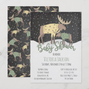 Invitation Moose et Baby shower rustique des bois d'hiver