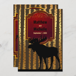 Invitation Moose silhouette rustique, Mariage d'arbres d'Aspe