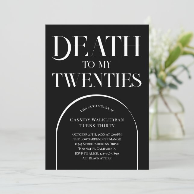 Invitation Mort à mes 20 ans 30e anniversaire (Debout devant)
