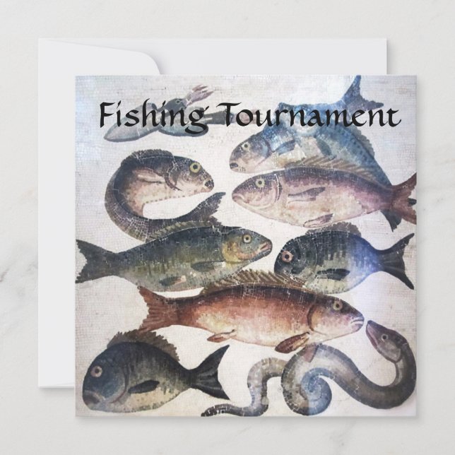 INVITATION MOSAIC FISHES, OCEAN SEA LIFE PÊCHE TOURNOI (Devant)
