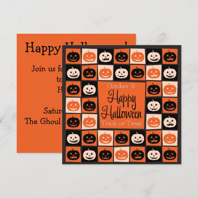 Invitation Mosaïque citrouille d'Halloween (Devant / Derrière)