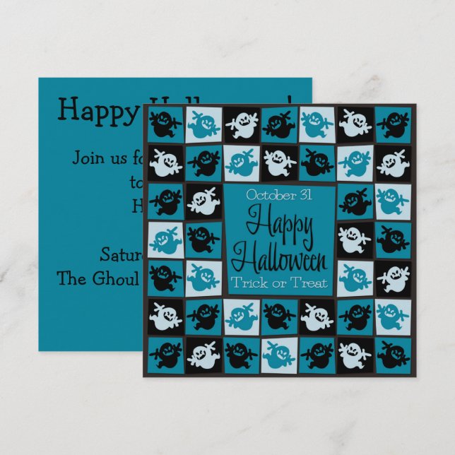 Invitation Mosaïque de fantôme d'Halloween (Devant / Derrière)