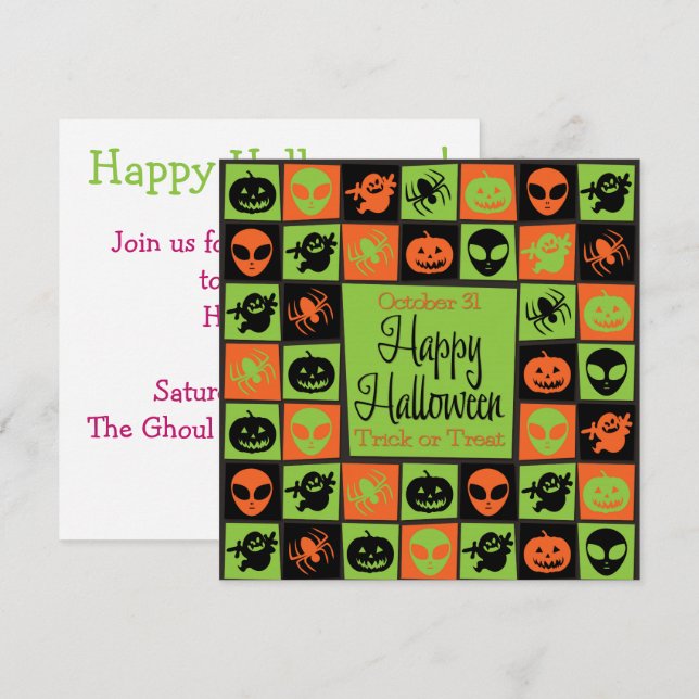 Invitation Mosaïque d'Halloween (Devant / Derrière)