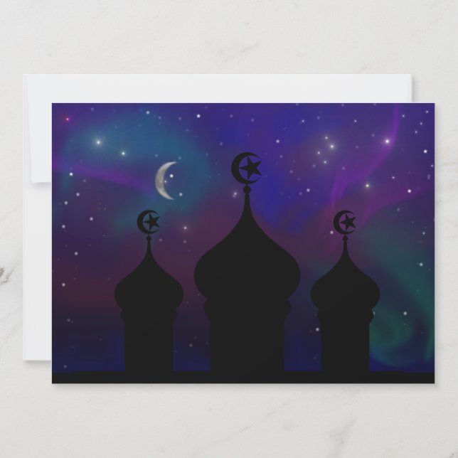 Invitation Mosquée du Ramadan avec ciel nocturne magique (Dos)