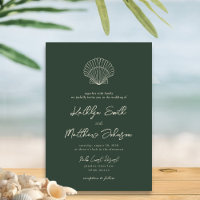 Moss Green Modern Shell Beach Destination Mariage