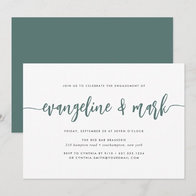 Invitation Moss Green | Signature moderne (Devant / Derrière)