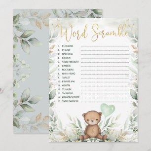 Invitation Mot Scramble Teddy Oear Baby shower Game