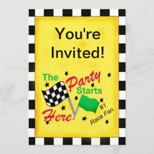 Invitation Moteur emballant l'invitation Checkered blanche