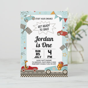 Invitation Moteurs de voitures de course Anniversaire Fête In