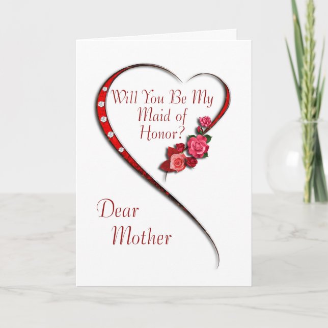 Invitation Mother, Swirling heart Maid of Honor invite (Devant)