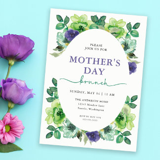 Invitation Mother's Day Brunch Watercolor Flowers
