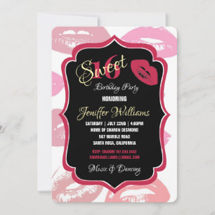 Invitation Motif à bouche rouge Personnalisé                 