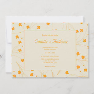 Invitation Motif à fleurs les années 70 beige orange rétro Y2