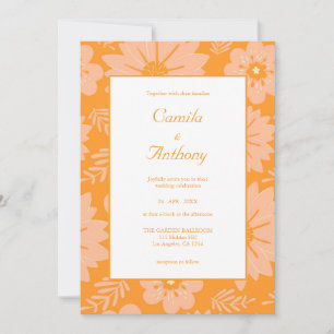 Invitation Motif à fleurs orange Fuzz Vintage rétro