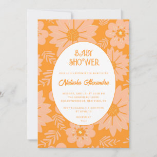 Invitation Motif à fleurs orange Fuzz Vintage rétro