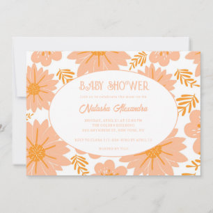 Invitation Motif à fleurs orange Fuzz Vintage rétro