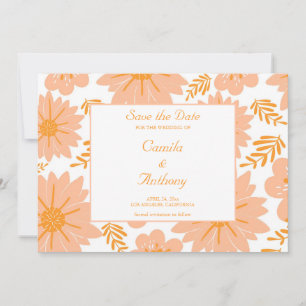 Invitation Motif à fleurs orange Fuzz Vintage rétro