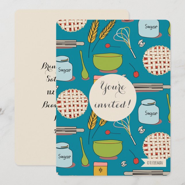 Invitation motif à la tarte du dessert par TR Forsman (Devant / Derrière)
