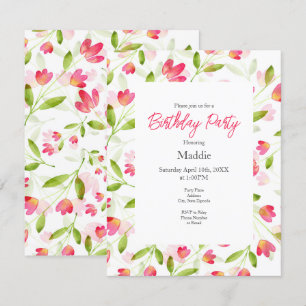 Invitation Motif à trois coraux rose aquarelle