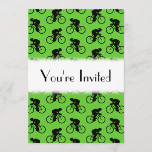 Invitation Motif à vélo vert et noir.