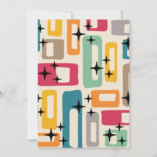 Invitation Motif Abstrait moderne rétro du milieu du siècle (Devant)