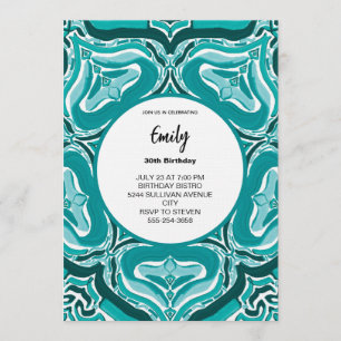Invitation Motif Abstrait Sarcelle Moderne