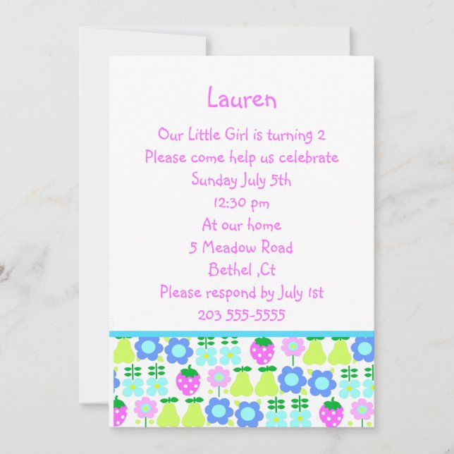 Invitation motif aux fruits (Devant)