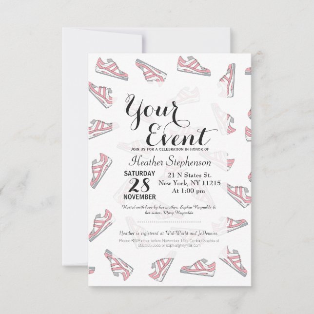 Invitation Motif Basket rose et gris mou (Devant)