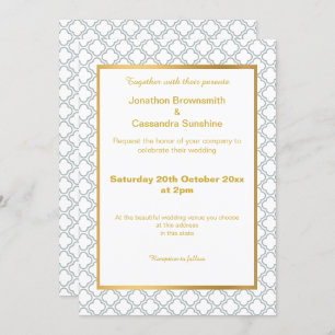 INVITATION MOTIF BLANC AQUA OR SIMPLE ET ÉLÉGANT
