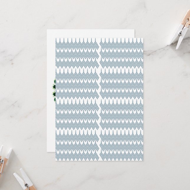 Invitation motif bleu et blanc avec un arrière - plan blanc (Devant/Arrière en situation)