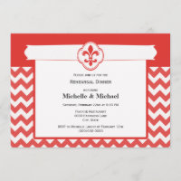 Motif Chevron Fleur de Lis Événement Rouge et Blan