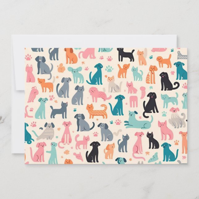 Invitation Motif chien et chat sans couture (Devant)