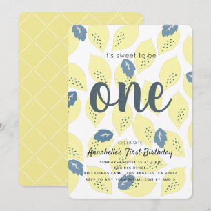 Invitation Motif citron et feuille 1er anniversaire Invitatio