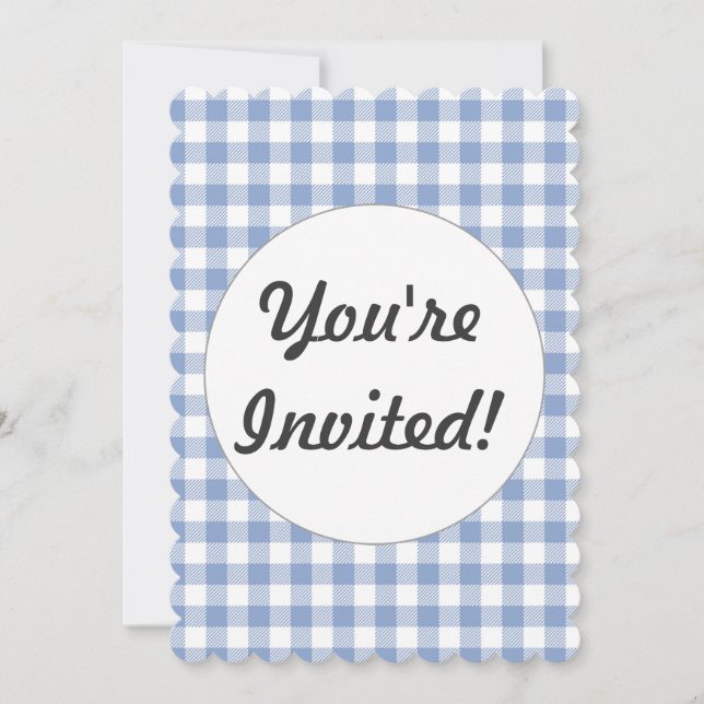 Invitation Motif classique En vichy bleu coché (Devant)