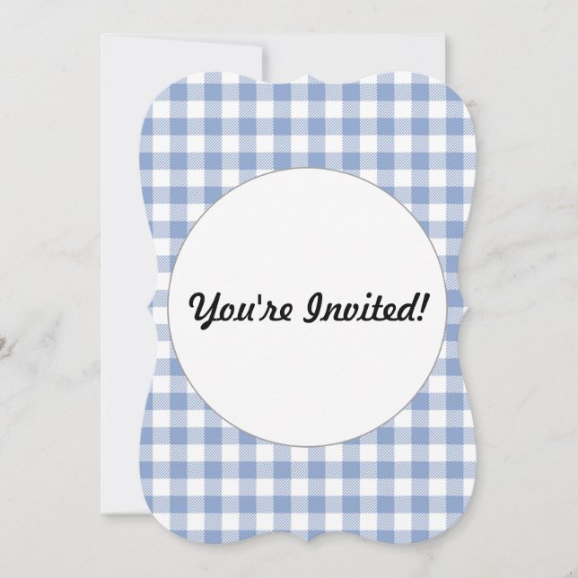 Invitation Motif classique En vichy bleu coché (Devant)