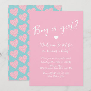 Invitation Motif Coeur Valentines Jour Genre Révélation Bleu