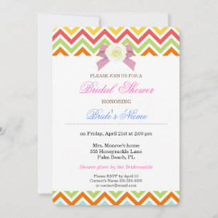 Invitation Motif coloré Chevron Zigzag Stripes