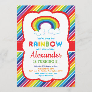 Invitation Motif coloré de la fête d'anniversaire de l'arc-en